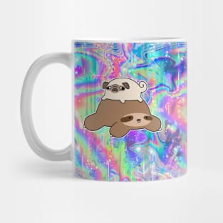 Little Pug and Sloth - Rainbow Holographic Mug